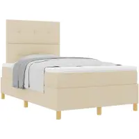 vidaXL Boxspring bed met hoofdeinde Crème 120 x 200 cm Stof