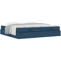 vidaXL Bedframe met matras 2 st Blauw Stof