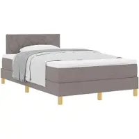 vidaXL Boxspringbed met kussens en hoofdbord, taupe, 120 x 190 cm, stof