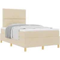 vidaXL Boxspring bed met hoofdeinde Crème 120 x 190 cm Stof