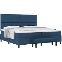 vidaXL Boxspringbed met matras en hoofdbord, blauw, 200 x 200 cm, stof