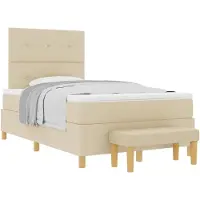 vidaXL Boxspring bed met hoofdeinde Crème 190 x 120 cm Stof