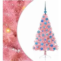 vidaXL Kunststof Voorverlichte Kerstboom met 150 LED Roze 120 cm PVC