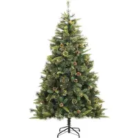 vidaXL Kunstmatige Scharnierende Kerstboom met Kegels 300 LED's Groen