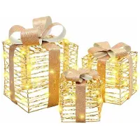 vidaXL Verlichte kerstcadeau doos 3 st 150 LED's Warmwit