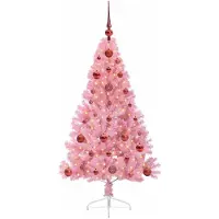 vidaXL Kunststof Voorverlichte Kerstboom met 150 LED Roze 120 cm PVC