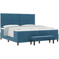 vidaXL Boxspringbed met hoofdeinde, donkerblauw, 200 x 200 cm, fluweel