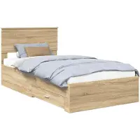 vidaXL Bedframe met lade Sonoma Eiken 100 x 200 cm Bewerkt hout