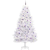 vidaXL Kunstmatige Hinged Kerstboom Wit 270 cm PVC en Staal