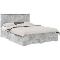 vidaXL Bedframe met lade Beton Grijs 150 x 200 cm Bewerkt hout