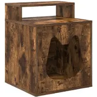 vidaXL Kattenhuis Gerookt eiken 42,5 x 40 x 53,5 cm Bewerkt hout