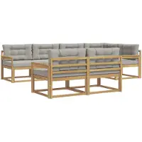 vidaXL Buiten bank set 6 st Wit en Lichtgrijs Polyester