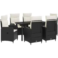 vidaXL Tuin Eettafel Set 7 st Zwart en Crème Wit