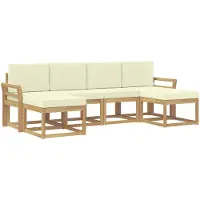 vidaXL Buiten bank set 6 st Wit en crèmekleurig Polyester