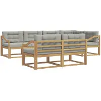 vidaXL Buiten bank set 6 st Wit en Lichtgrijs Polyester