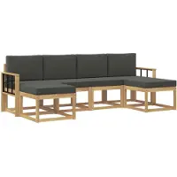 vidaXL Buiten bank set 6 st Wit en antracietkleurig Polyester