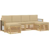 vidaXL Buiten bank set 6 st Wit en Beige Polyester