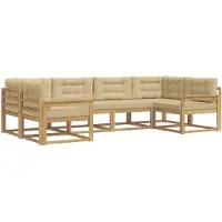 vidaXL Buiten bank set 6 st Wit en Beige