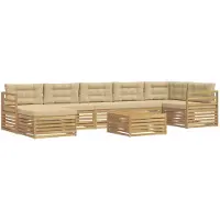 vidaXL Buiten bank set 8 st Wit en Beige Polyester