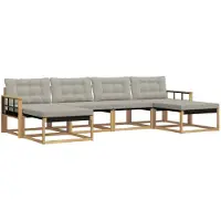 vidaXL Buiten bank set 6 st Wit en Lichtgrijs