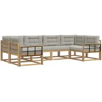 vidaXL Buiten bank set 6 st Wit en Lichtgrijs