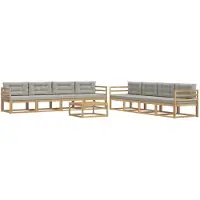 vidaXL Tuinset met 9 zitplaatsen, wit en lichtgrijs, polyester