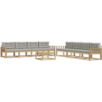 vidaXL Tuinset met 9 zitplaatsen, wit en lichtgrijs, polyester