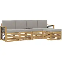 vidaXL Tuinset met 5 zitplaatsen, wit en lichtgrijs, polyester