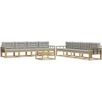 vidaXL Tuinset met 9 zitplaatsen, wit en lichtgrijs, polyester