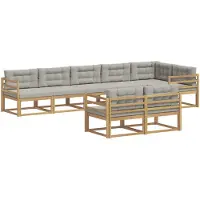 vidaXL Buiten bank set 6 st Wit en Lichtgrijs Polyester