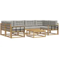 vidaXL Buiten bank set 5 st Wit en Lichtgrijs