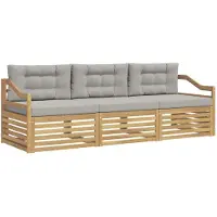vidaXL Buiten bank set 3 st Wit en Lichtgrijs Polyester
