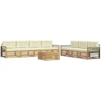 vidaXL Buiten bank set 8 st Wit en crèmekleurig Polyester