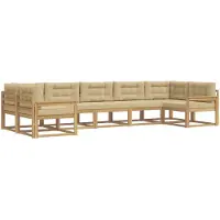 vidaXL Buiten bank set 7 st Wit en Beige