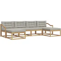 vidaXL Buiten bank set 6 st Wit en Lichtgrijs