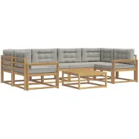 vidaXL Buiten bank set 5 st Wit en Lichtgrijs