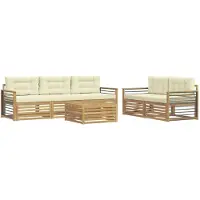vidaXL Buiten bank set 6 st Wit en crèmekleurig