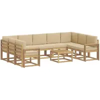 vidaXL Buiten bank set 10 st Wit en Beige Polyester