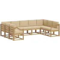 vidaXL Buiten bank set 9 st Wit en Beige