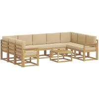 vidaXL Buiten bank set 10 st Wit en Beige Polyester