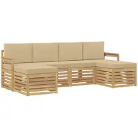 vidaXL Buiten bank set 5 st Wit En Beige Polyester