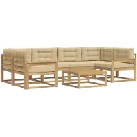 vidaXL Tuinset met 5 zitplaatsen, wit en beige