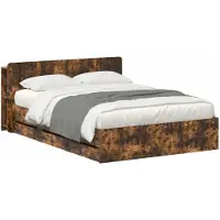 vidaXL Bedframe met opbergruimte en hoofdbord met lade Gerookt eiken