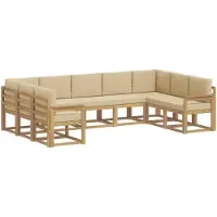 vidaXL Buiten bank set 9 st Wit en Beige