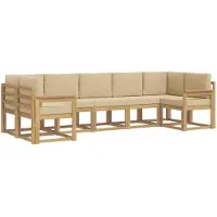 vidaXL Buiten bank set 7 st Wit en Beige