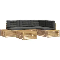 vidaXL 6 st Buiten bank set Polyester Wit