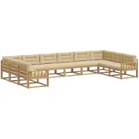 vidaXL Buiten bank set 10 st Wit en Beige