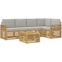 vidaXL Buiten bank set 6 st Wit en Lichtgrijs Polyester