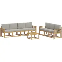 vidaXL Buiten bank set 8 st Wit en Lichtgrijs Polyester