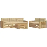 vidaXL Buitenloungeset, 6-delig, wit en beige